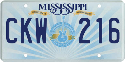 MS license plate CKW216