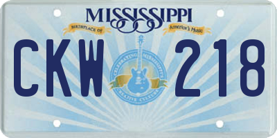 MS license plate CKW218
