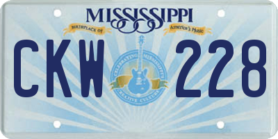 MS license plate CKW228