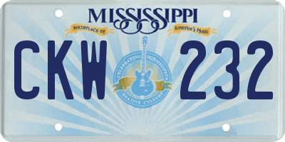 MS license plate CKW232