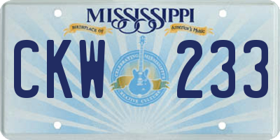 MS license plate CKW233