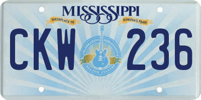 MS license plate CKW236