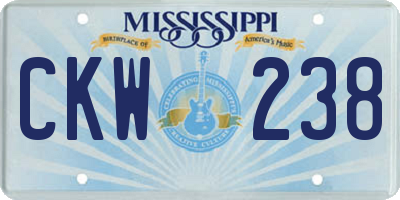 MS license plate CKW238