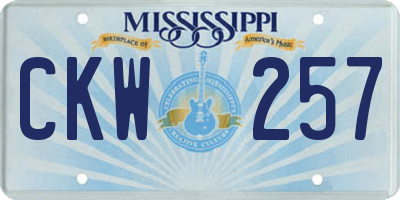 MS license plate CKW257