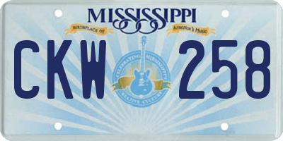 MS license plate CKW258