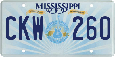 MS license plate CKW260