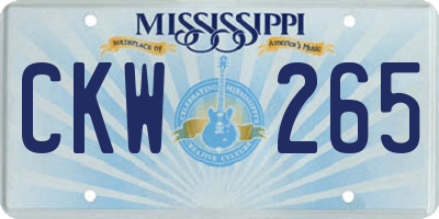 MS license plate CKW265