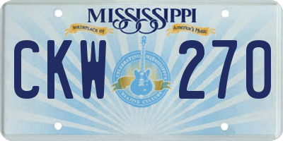 MS license plate CKW270
