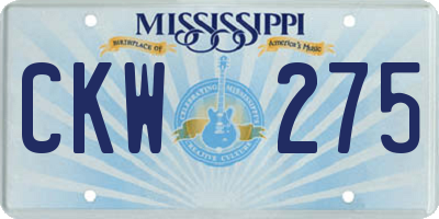 MS license plate CKW275