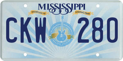 MS license plate CKW280