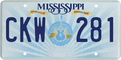 MS license plate CKW281