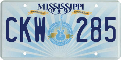 MS license plate CKW285