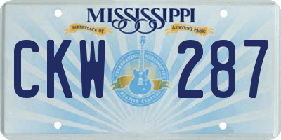 MS license plate CKW287