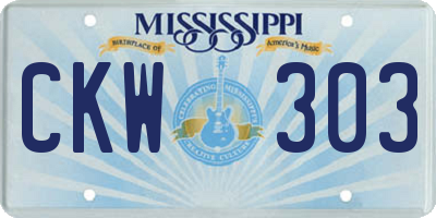 MS license plate CKW303