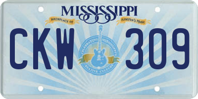 MS license plate CKW309