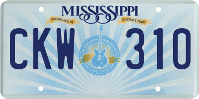MS license plate CKW310