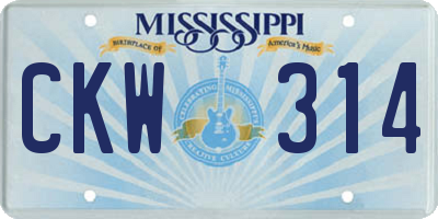 MS license plate CKW314