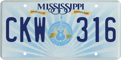 MS license plate CKW316
