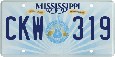 MS license plate CKW319