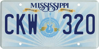 MS license plate CKW320