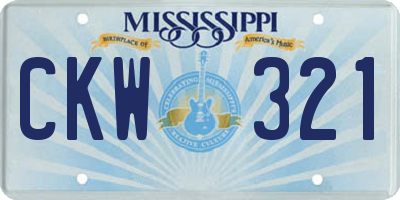 MS license plate CKW321