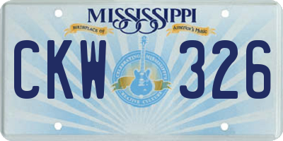 MS license plate CKW326