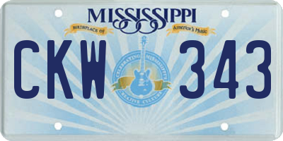 MS license plate CKW343