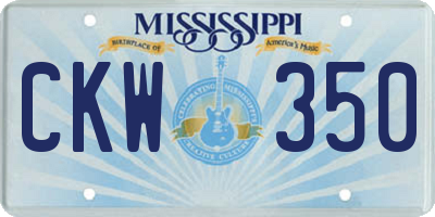 MS license plate CKW350
