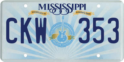 MS license plate CKW353