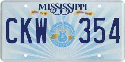 MS license plate CKW354