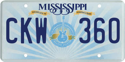 MS license plate CKW360