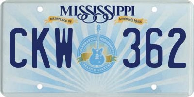 MS license plate CKW362