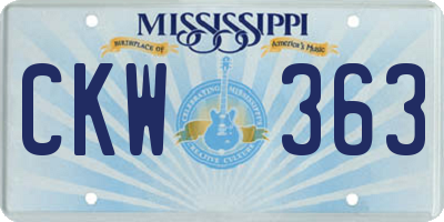 MS license plate CKW363