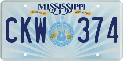 MS license plate CKW374