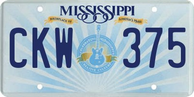 MS license plate CKW375