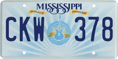 MS license plate CKW378
