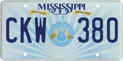MS license plate CKW380
