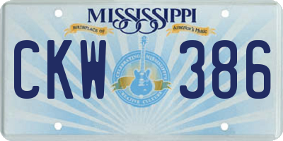 MS license plate CKW386