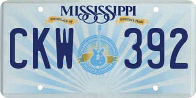 MS license plate CKW392