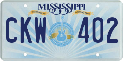 MS license plate CKW402
