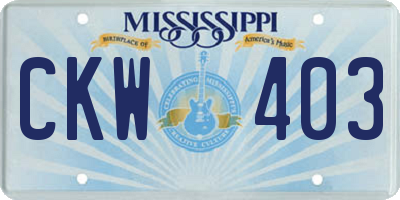 MS license plate CKW403