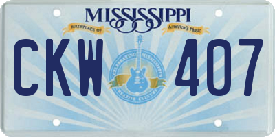 MS license plate CKW407