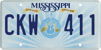 MS license plate CKW411