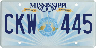 MS license plate CKW445