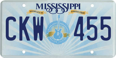 MS license plate CKW455