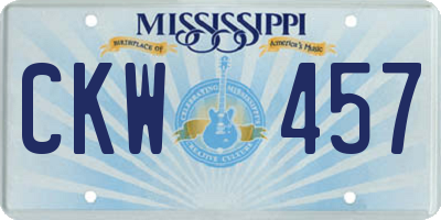MS license plate CKW457
