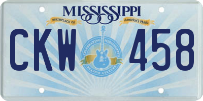 MS license plate CKW458