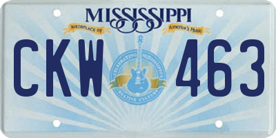 MS license plate CKW463