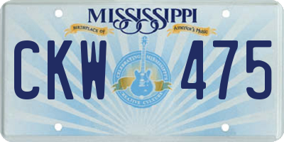 MS license plate CKW475