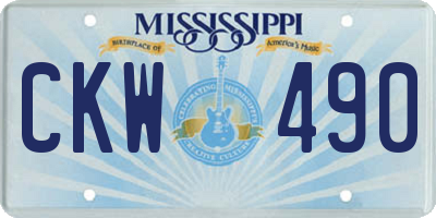 MS license plate CKW490